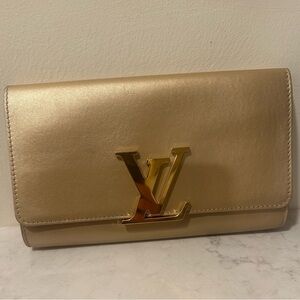 Louis Vuitton Metallic Gold Logo Clutch